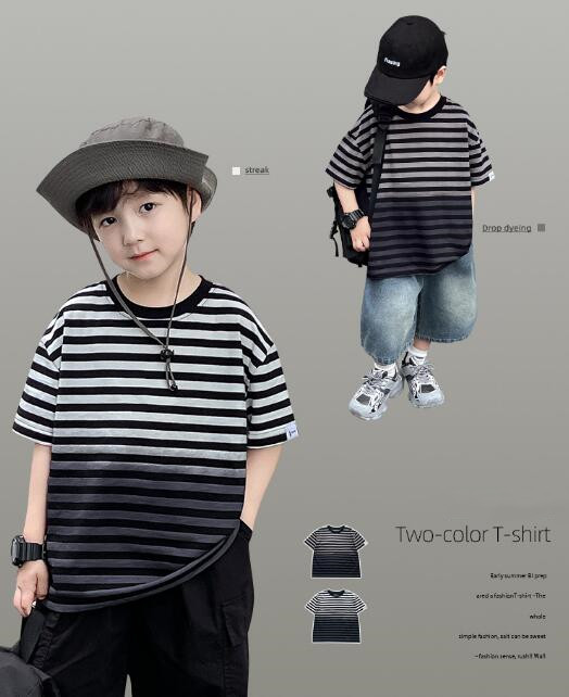 「2024」子供服★トップス★Tシャツ★韓国風子供服★ストライプ★2色★90-150CM