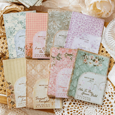 カフェ風 メモ紙 素材紙 ノートペーパー アンティーク 花フラワー 幾何学柄 30枚入