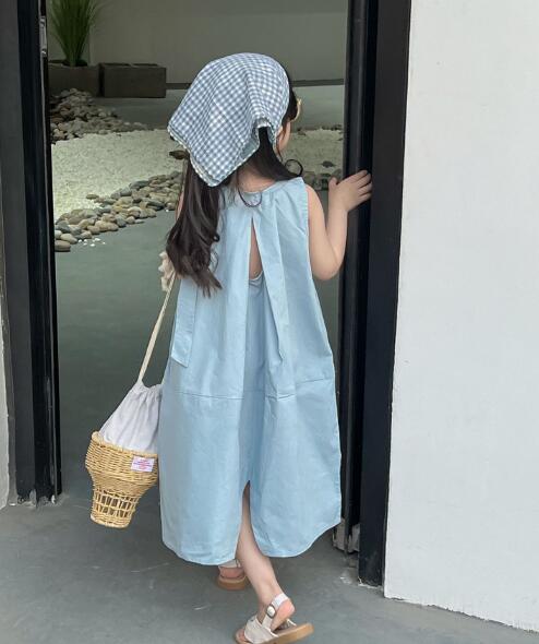 「2024」子供服★ワンピース★袖なし★無地★韓国風子供服★90-140CM