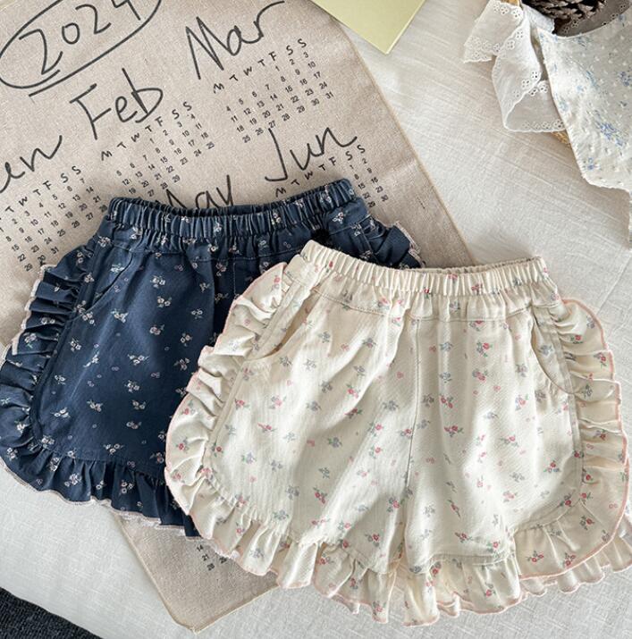 「2024」子供服★ボトムス★ショートパンツ★花柄★韓国風子供服★2色★90-140CM
