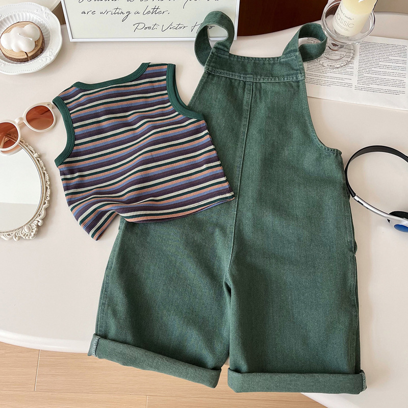 「2024」子供服★ベスト+サロペット★セットアップ★韓国風子供服★90-140CM