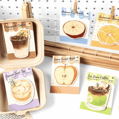 付箋 貼り付けメモ用紙 ポストイット シッキーノート フルーツ果物 飲み物珈琲 リンゴ 30枚入