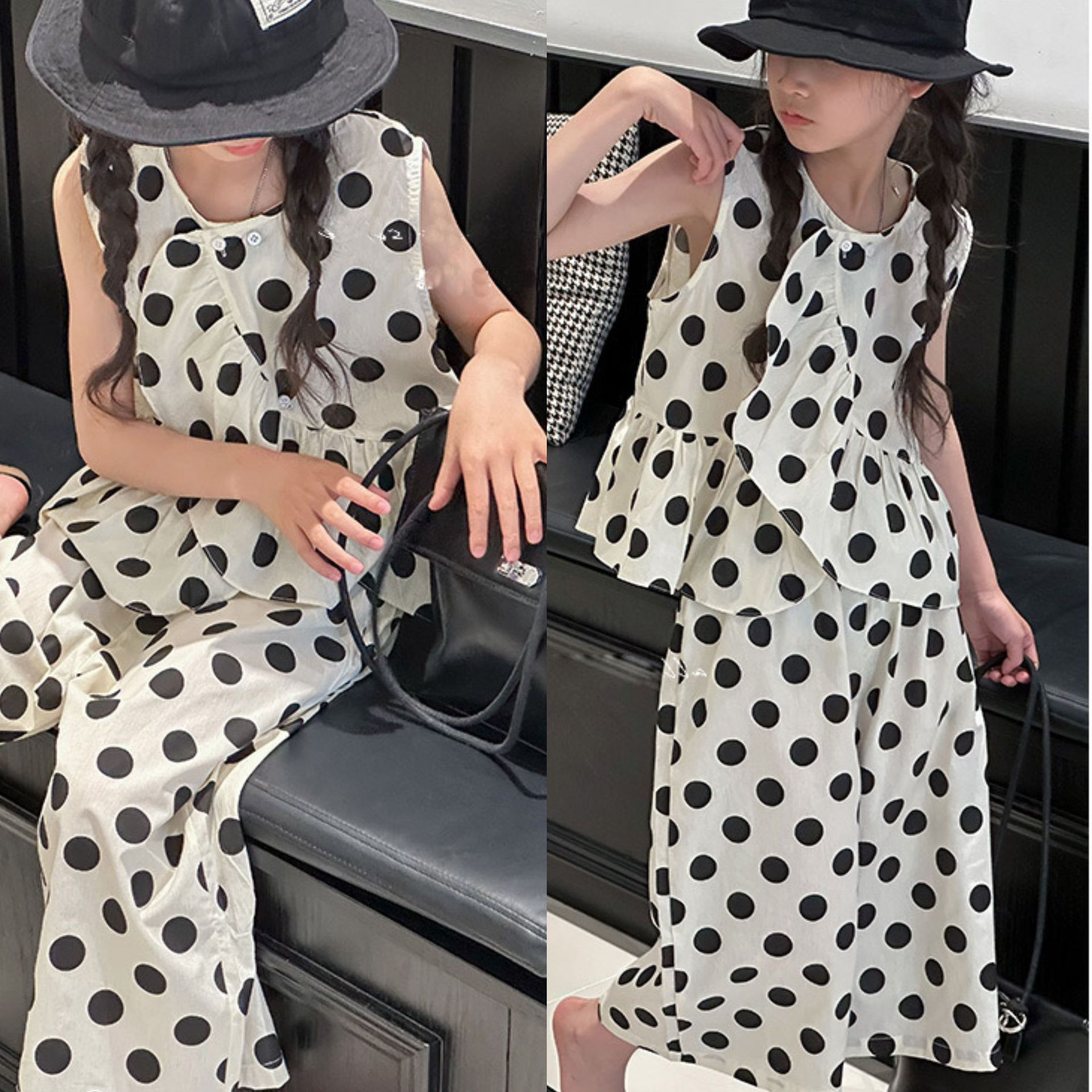 「2024」子供服★トップス+ズボン★セットアップ★水玉★韓国風子供服★7#〜15#