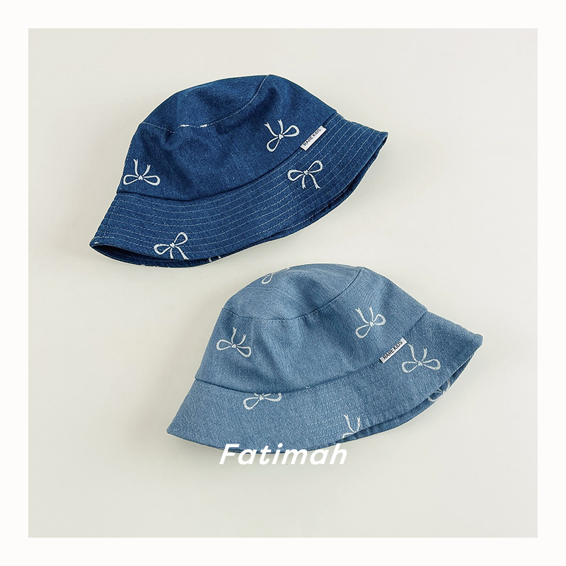 「2024」子供用★帽子★バケットハット★デニム★キッズ★蝶結び★2色