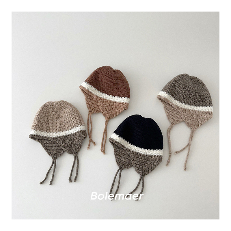 「2024」子供用★帽子★ニット★キッズ★ニット帽子★耳カバー★4色