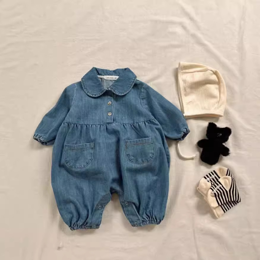 2024新品★子供服　デニム連体服　サロペット★66cm〜90cm