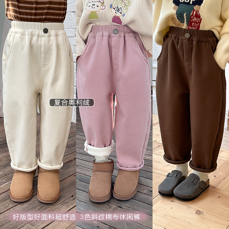2024秋冬新品A★子供服　ズボン　裏起毛★90cm〜160cm 4色