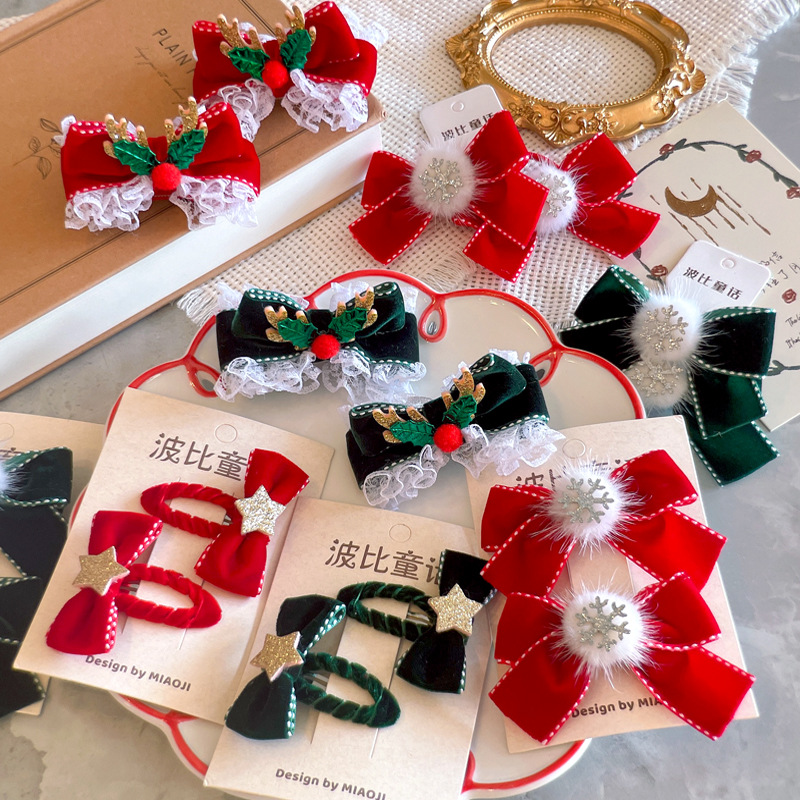 クリスマス髪飾り★子供用髪飾り　ヘアビン&ヘアゴム★アクセサリー★
