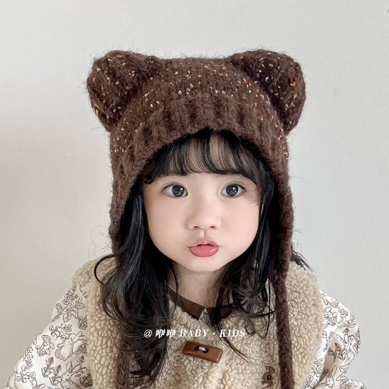 「2024」子供用★帽子★ニット帽子★耳カバー★防寒★キッズ★暖かい★4色