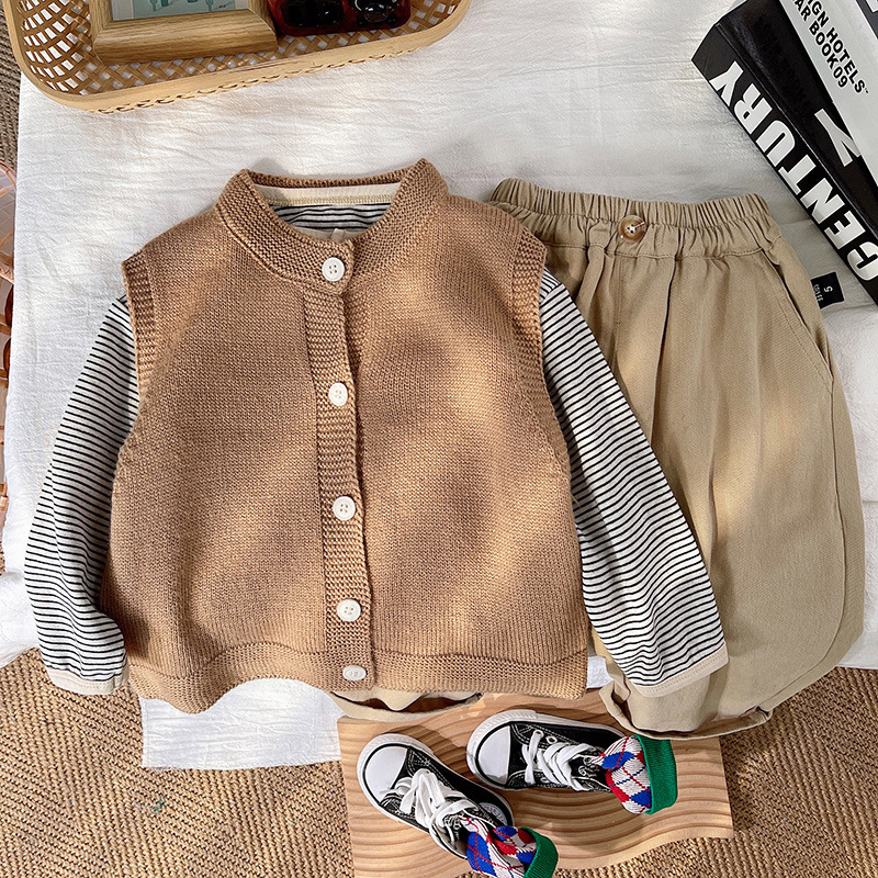 2025★春秋新作★韓国風ベビー服★トップス+チョッキ+ズボン★80cm〜120cm