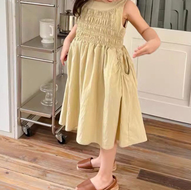 「2025」子供服★ワンピース★袖なし★無地★韓国風子供服★2色90cm〜140cm