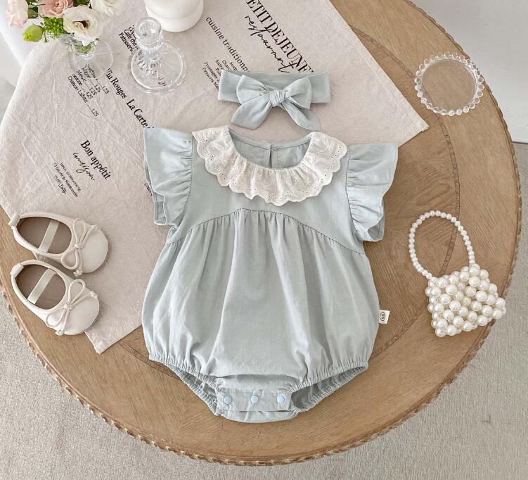 2025新入荷FL★ベビー服　ロンパース+ヘアバンド★66cm〜90cm