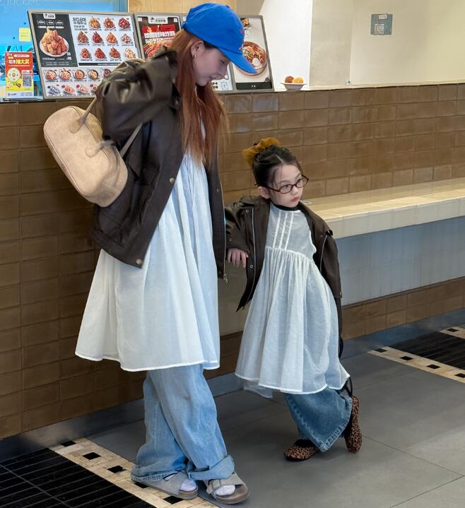 2025新品★親子服　ワンピースブラウス&コート&デニムズボン★100〜160/大人サイズ