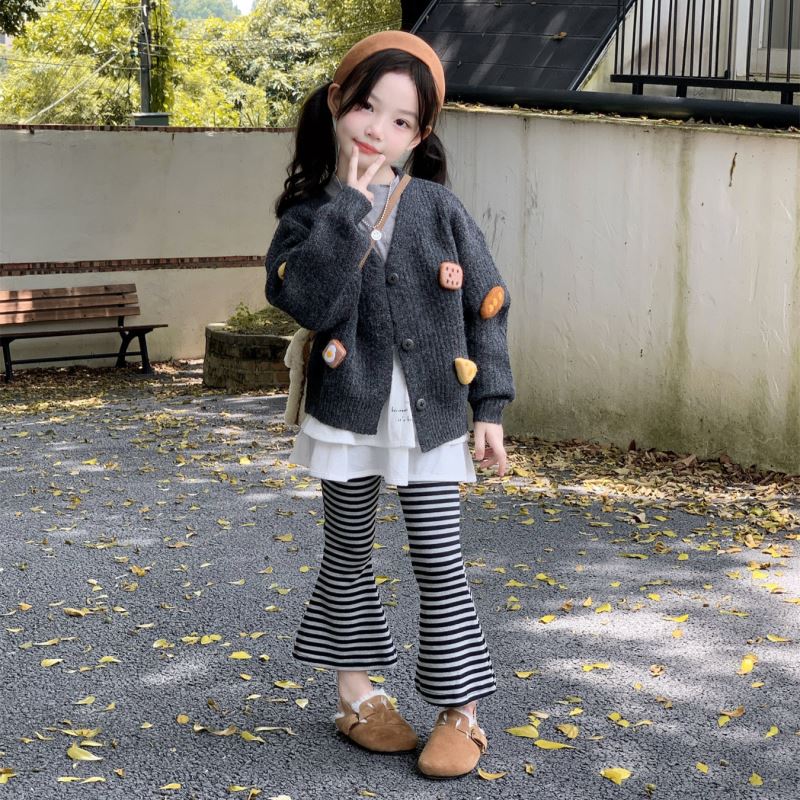 2025秋新品★子供服 　トップス&エプロン付きズボン&カーディガン★90〜140cm