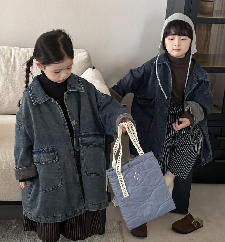 2025秋新品JY★子供服 　ロングデニムコート★80cm〜140cm 2色