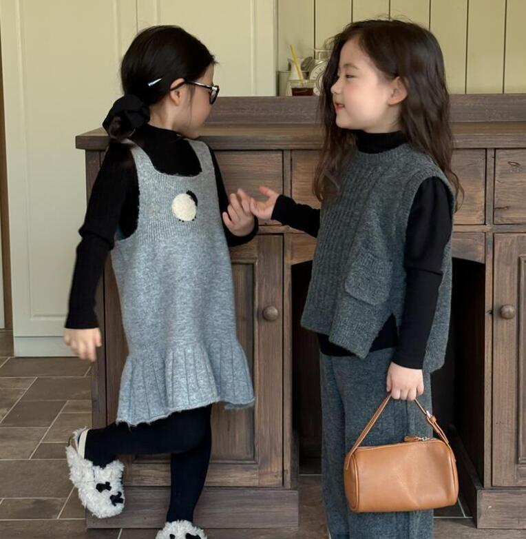 2025秋冬新品TM★子供服　ニットベストワンピース★90cm〜150cm
