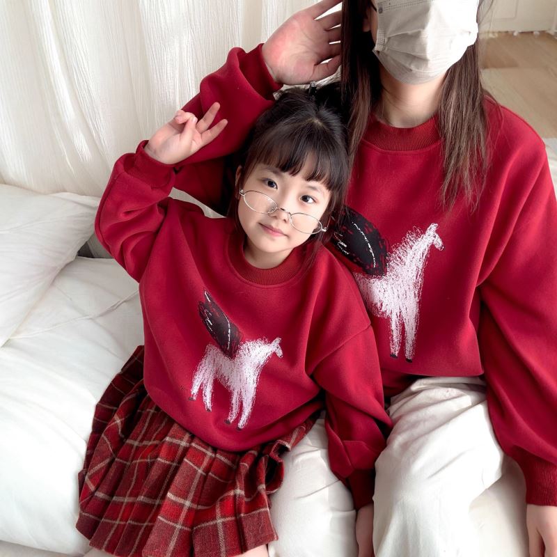 2025冬新品★子供服&親子服　トレーナー　裏起毛★90〜150cm/XS-XL 2色
