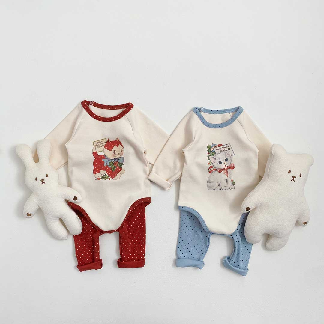 2025新品★子供服　クリスマス服　セットアップ★66cm〜90cm 2色