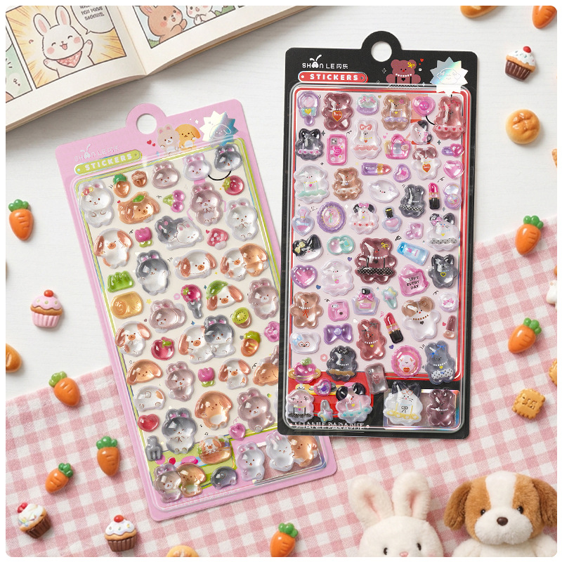 DIY手作り ステッカー★粘着シール★3D★手帳素材