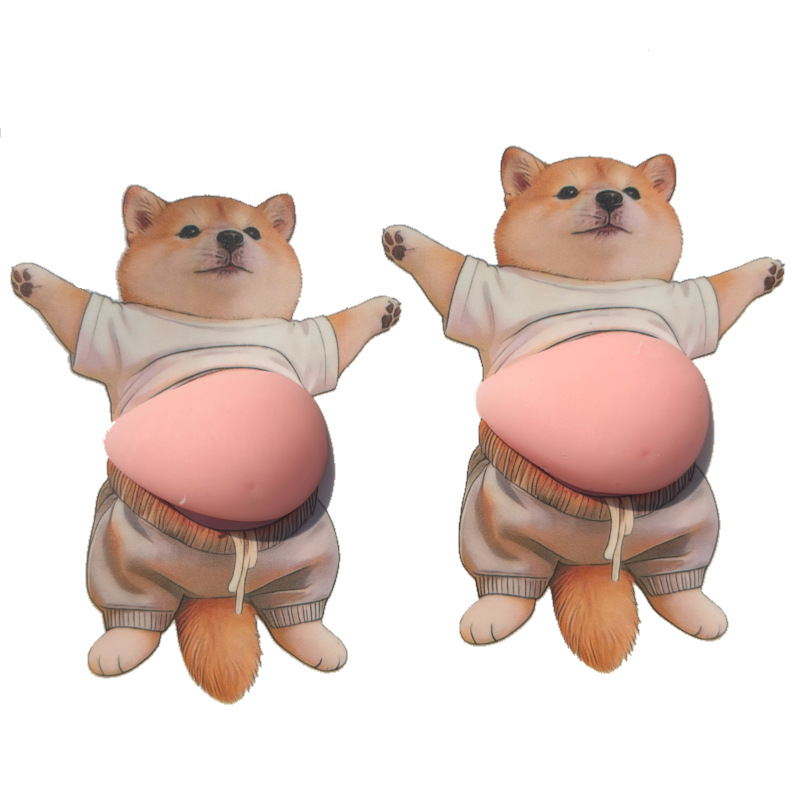 犬のぽっこりお腹 スクイーズ / ステッカー ストレス解消おもちゃ / ユニークなぷにぷにフィギュア