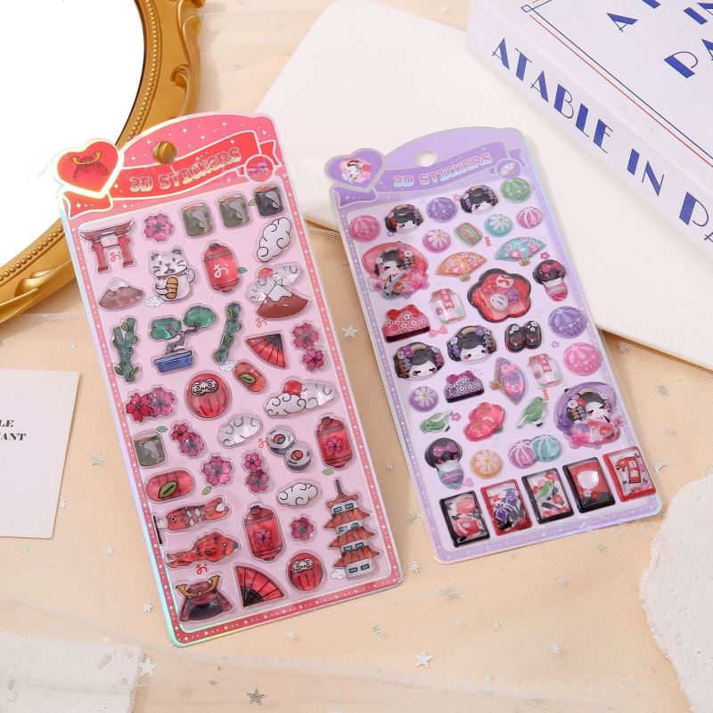 DIY手作り ステッカー★粘着シール★3D★手帳素材