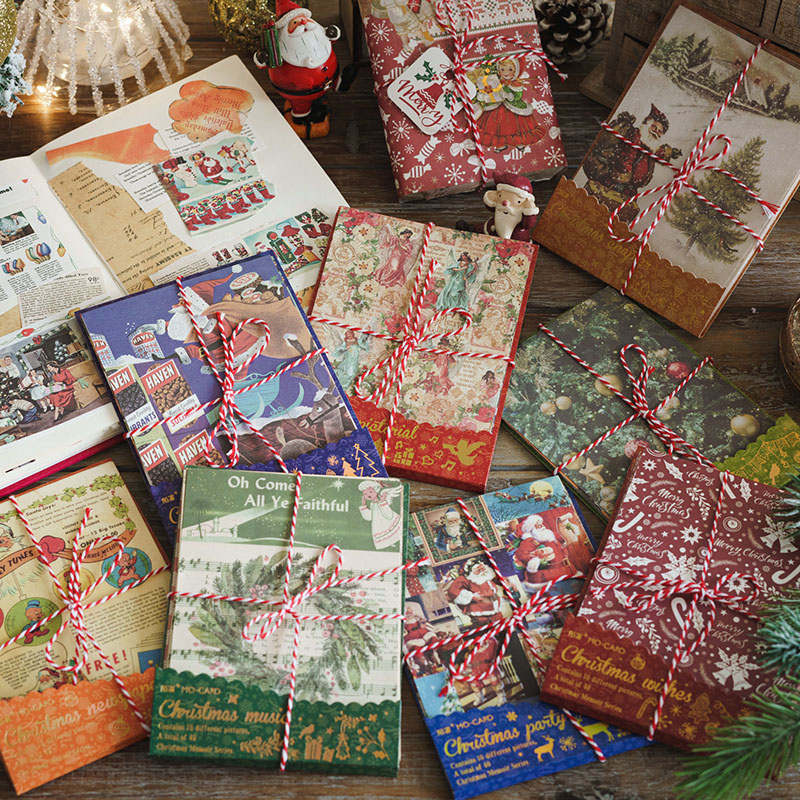 文具素材紙メモ紙 手帳素材 Xmasクリスマス サンタ 人物植物食べ物 ポスター イラスト40枚入
